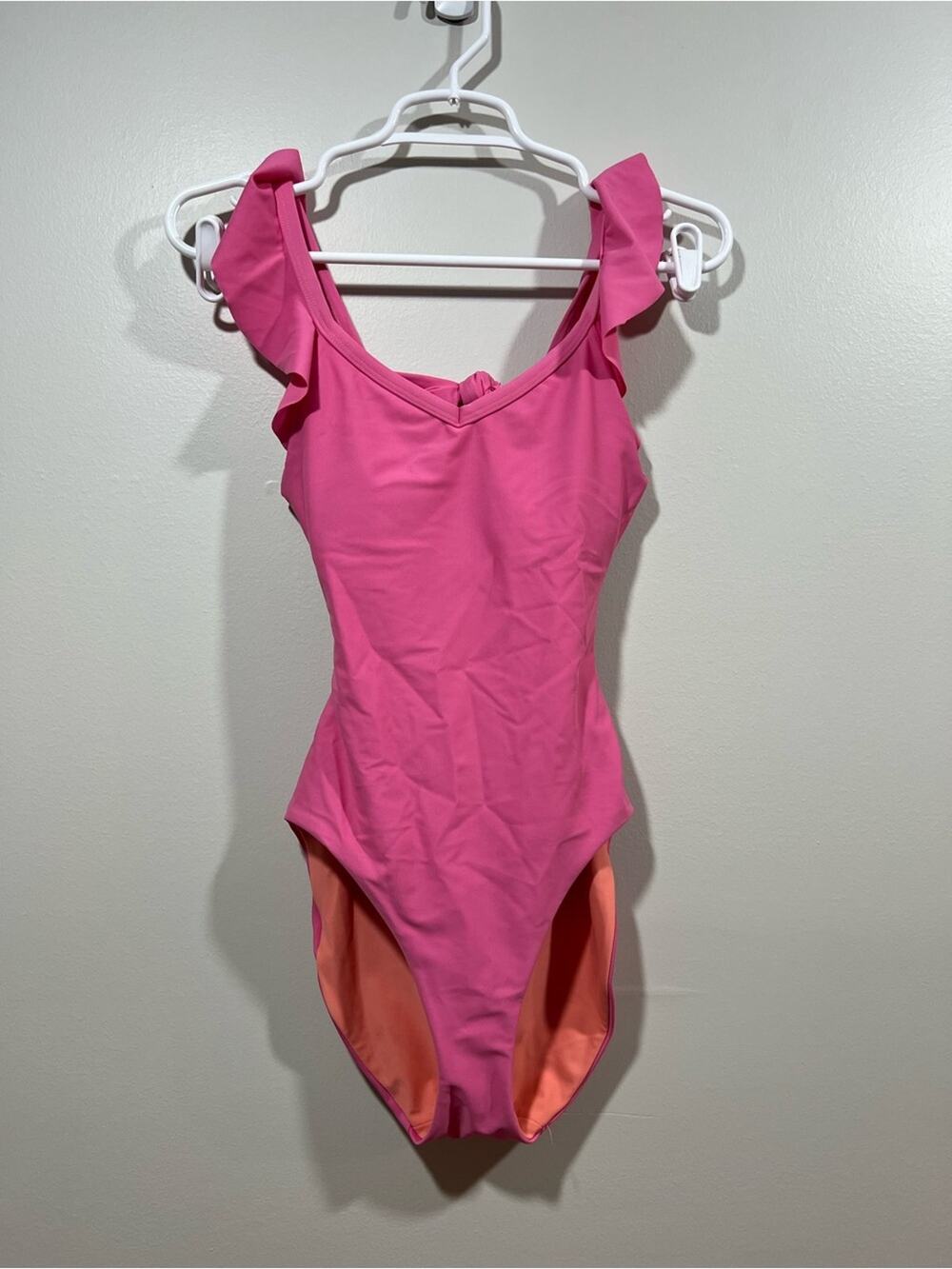 Raising Wild Ruffle Strap Pink One-Piece Swimsuit Size XS